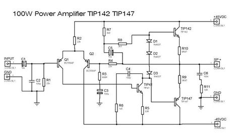 TIP142 TIP147 Power Amplifier Circuit