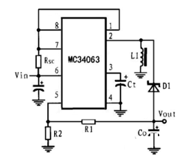 Voltage reverse circuit composed of MC34063