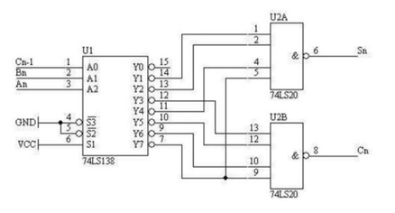 74LS138 full adder circuit diagram